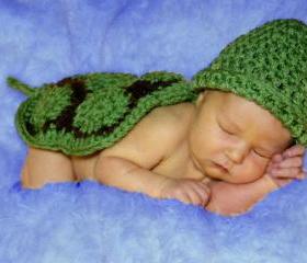 Turtle Infant Portrait Set or American Girl-type doll costume (size 0-3 months or 3-6 months)