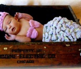 Mermaid Infant Portrait Set Costume (with or without ties) - size 0-6 months