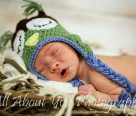 Owl Hat (Sizes 0-3 months, 3-6 months, 6-12 months, 1-3 years, and 3-4 years) - many color combinations available